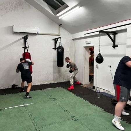 more fighters hitting punchbags